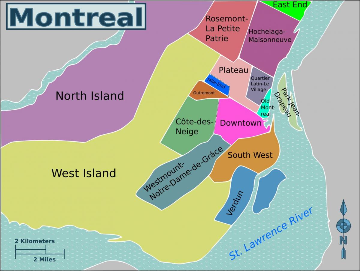 Montreal district map