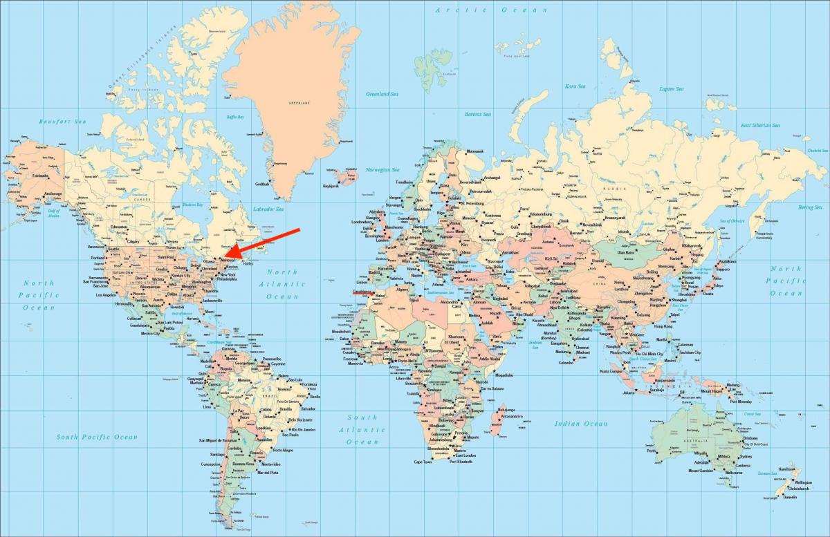 Montreal location on world map