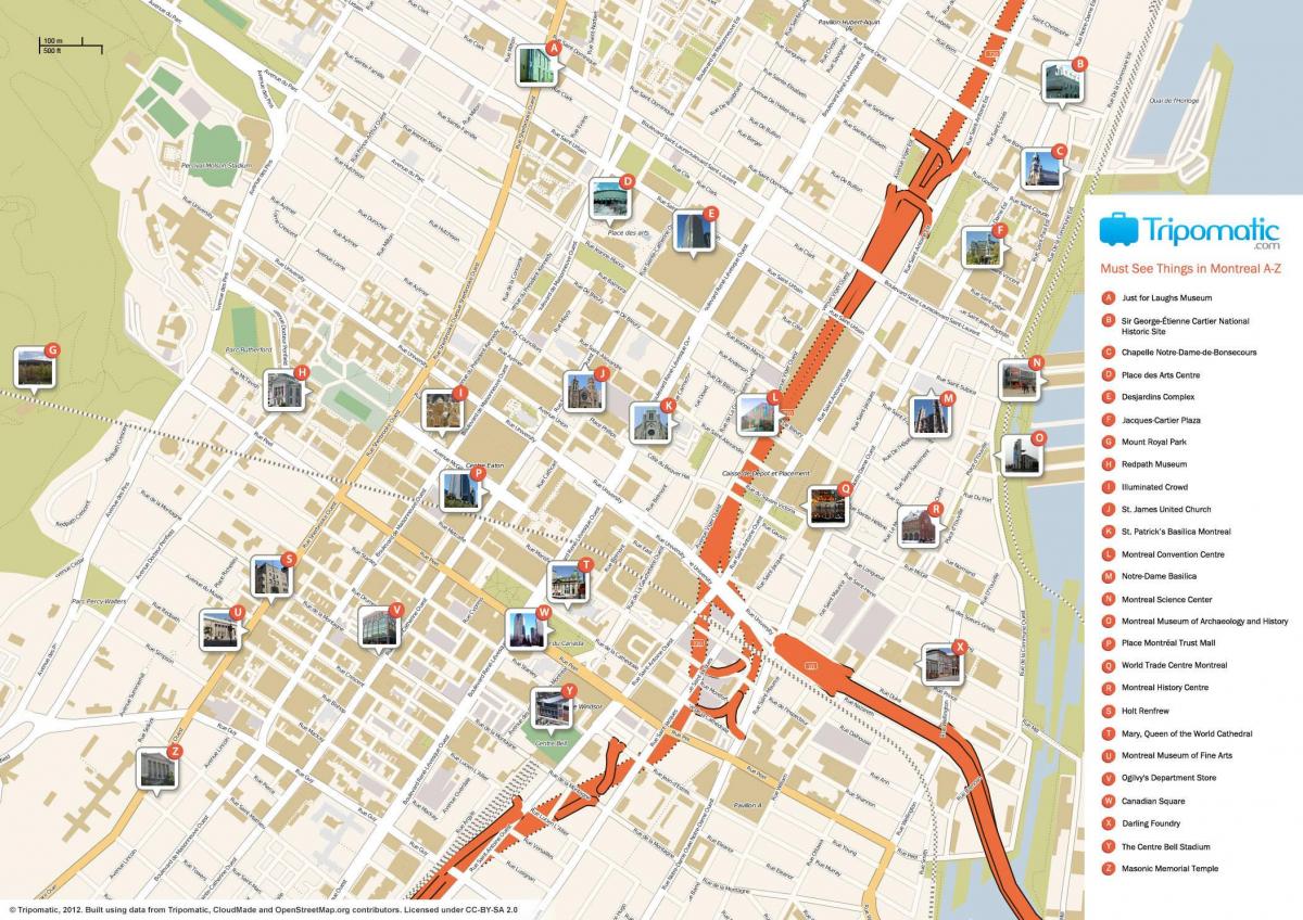 Montreal sightseeing map